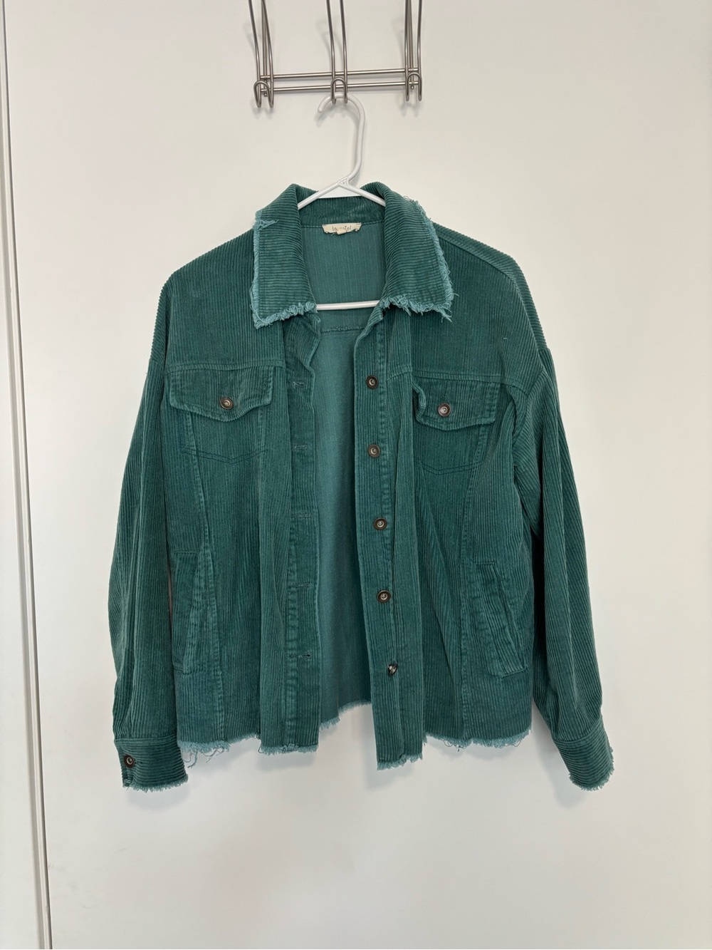 LA MIEL Teal Corduroy Button-Front Jacket